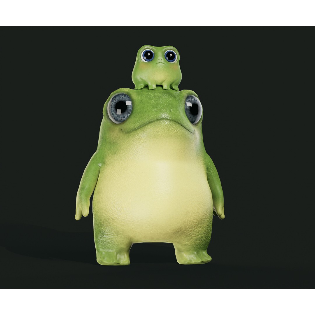 Cute Frog 3D Model – Low Poly Game Ready Character, FBX - View 15