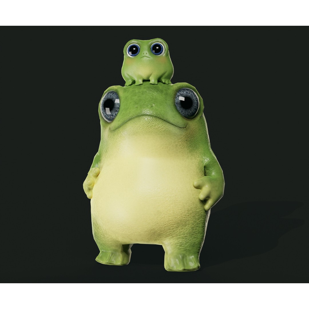 Cute Frog 3D Model – Low Poly Game Ready Character, FBX - View 16