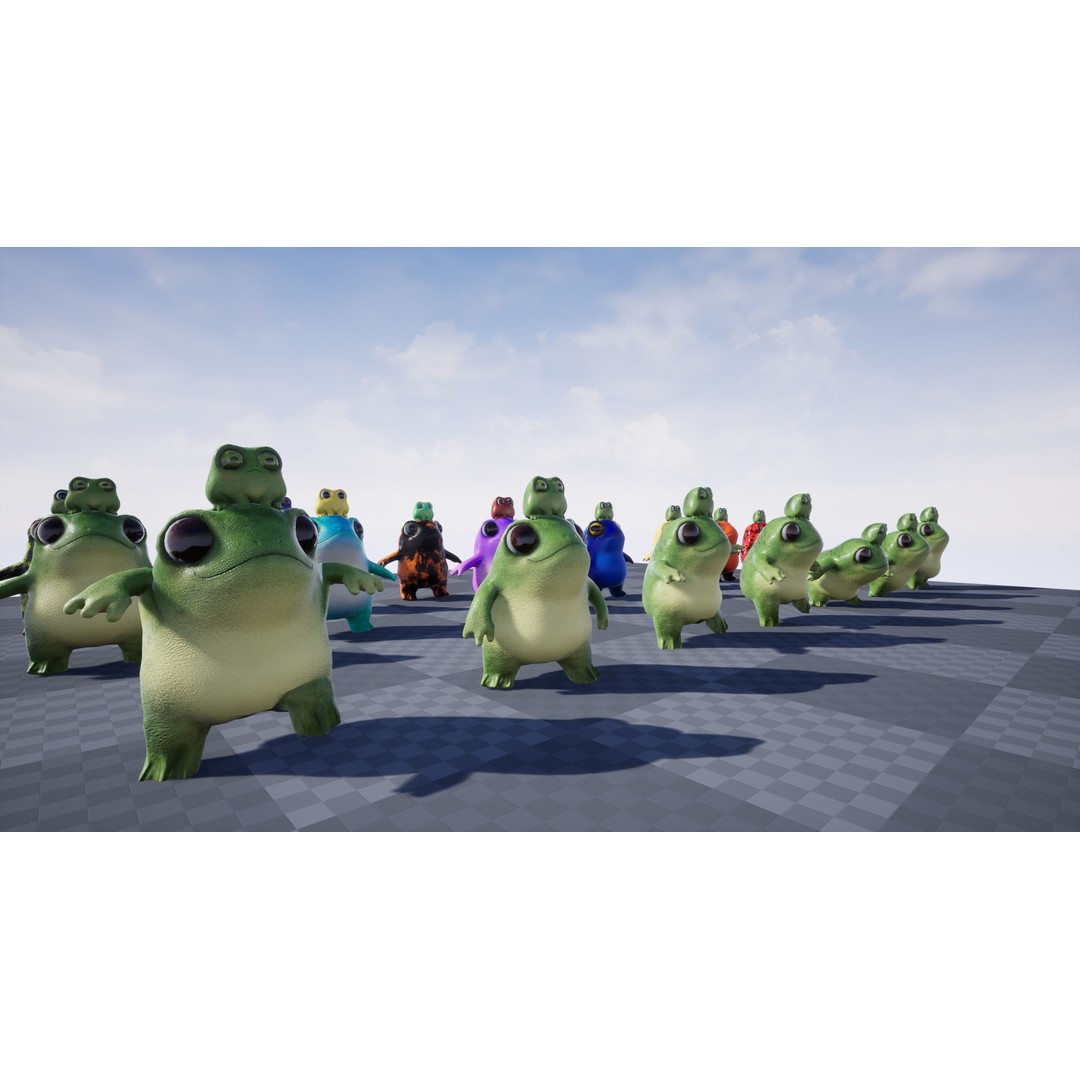 Cute Frog 3D Model – Low Poly Game Ready Character, FBX - View 17