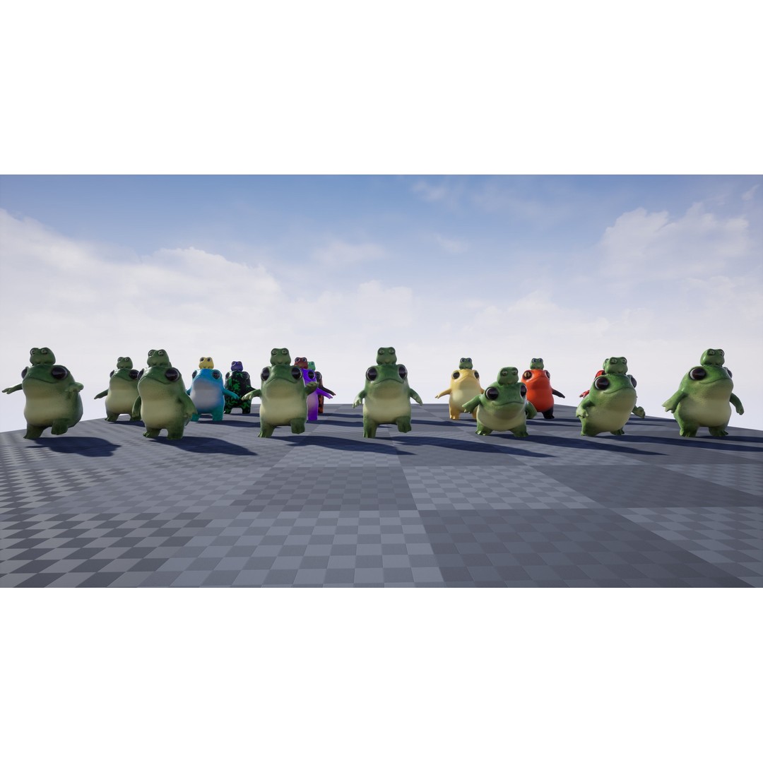 Cute Frog 3D Model – Low Poly Game Ready Character, FBX - View 18