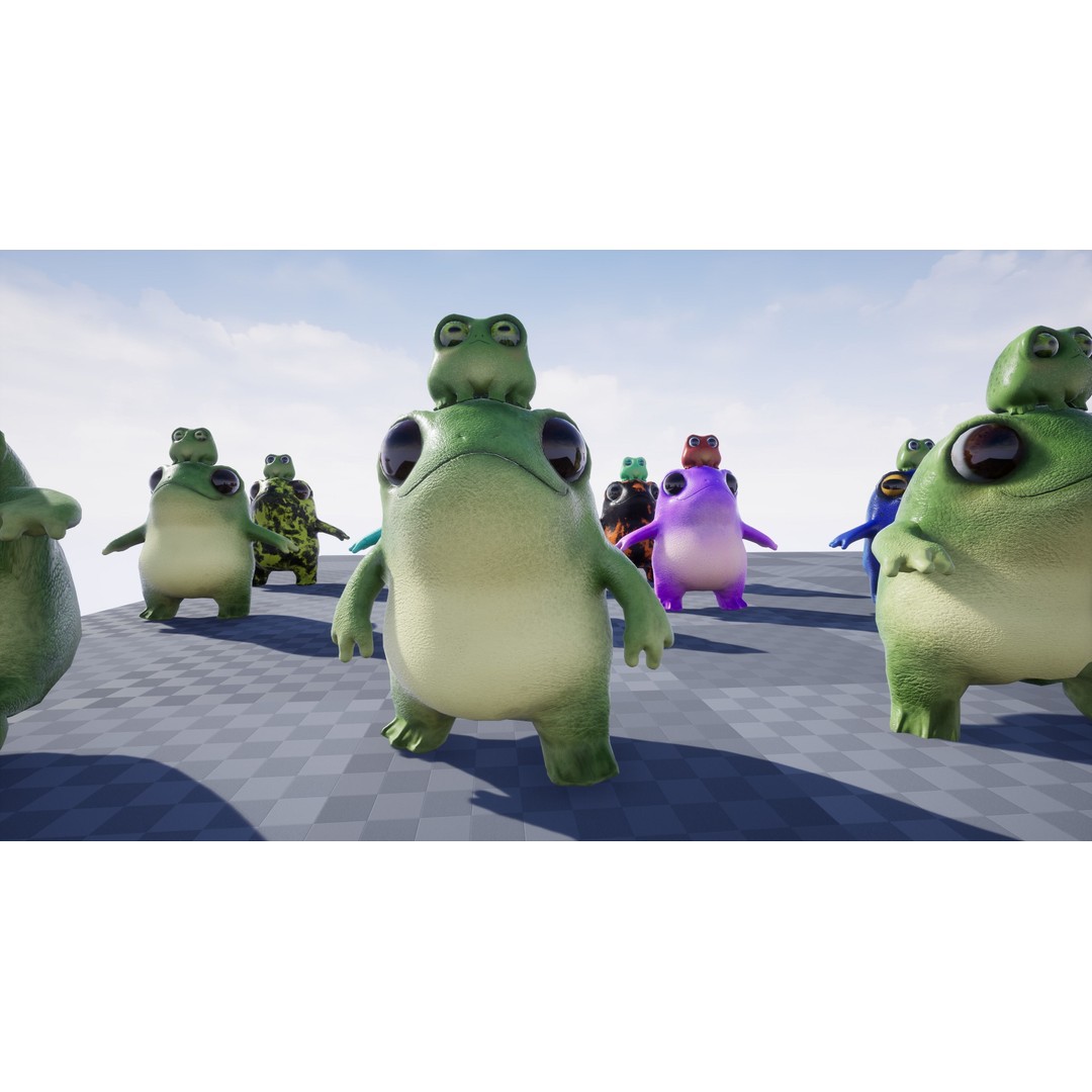 Cute Frog 3D Model – Low Poly Game Ready Character, FBX - View 19