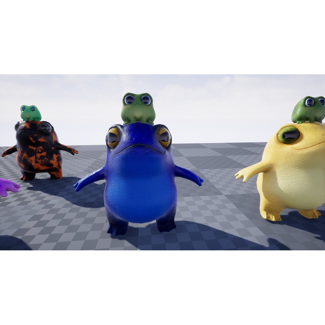 Cute Frog 3D Model – Low Poly Game Ready Character, FBX - View 20