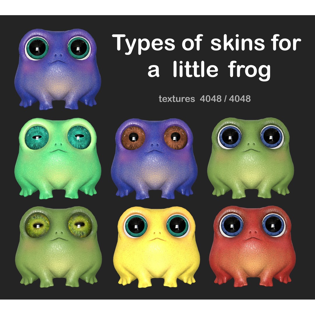Cute Frog 3D Model – Low Poly Game Ready Character, FBX - View 3