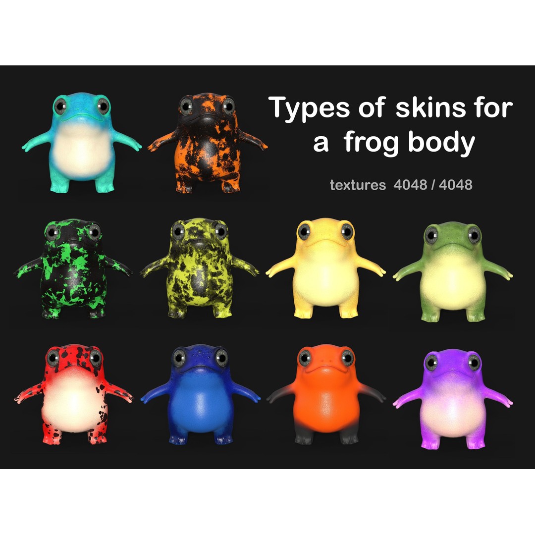 Cute Frog 3D Model – Low Poly Game Ready Character, FBX - View 4