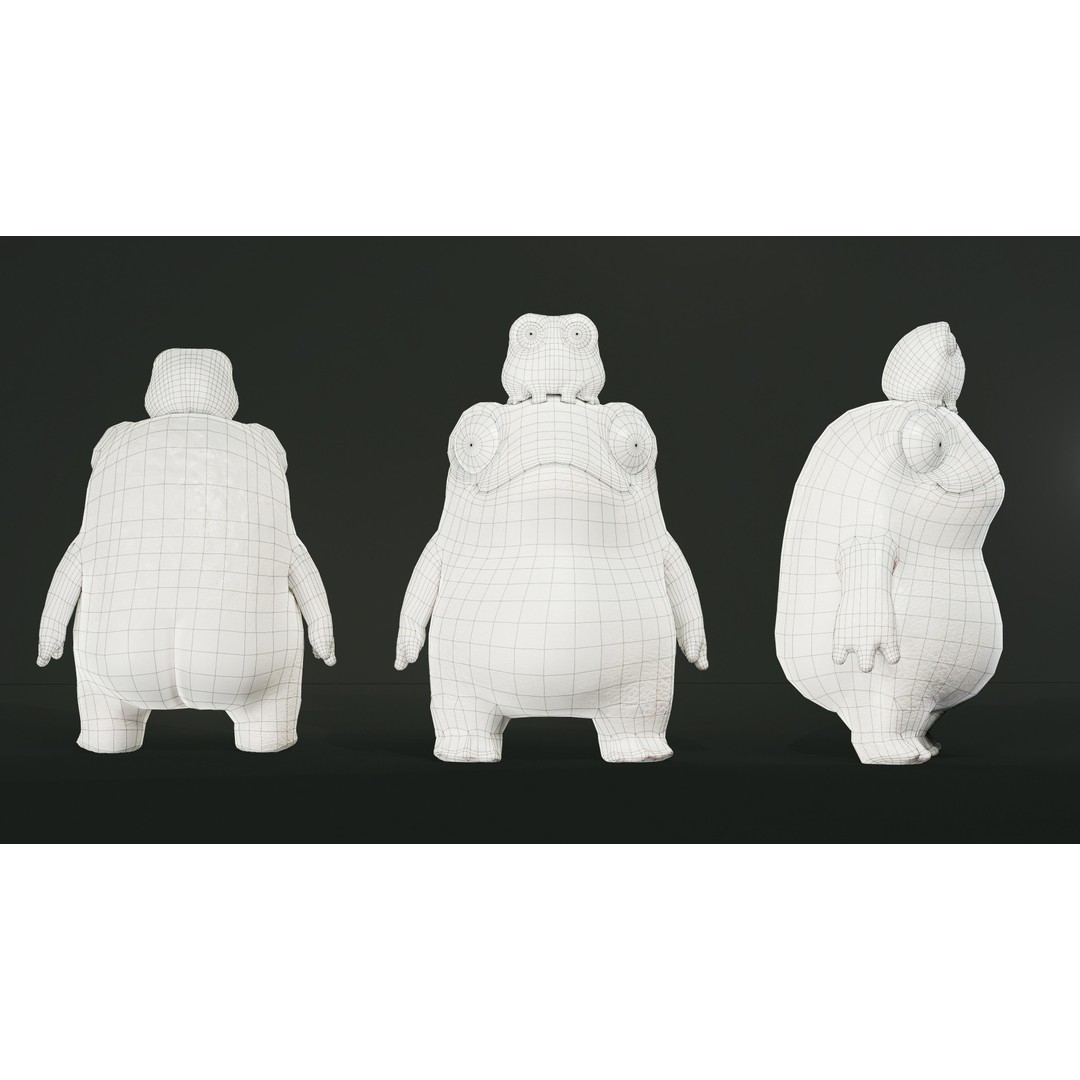 Cute Frog 3D Model – Low Poly Game Ready Character, FBX - View 8