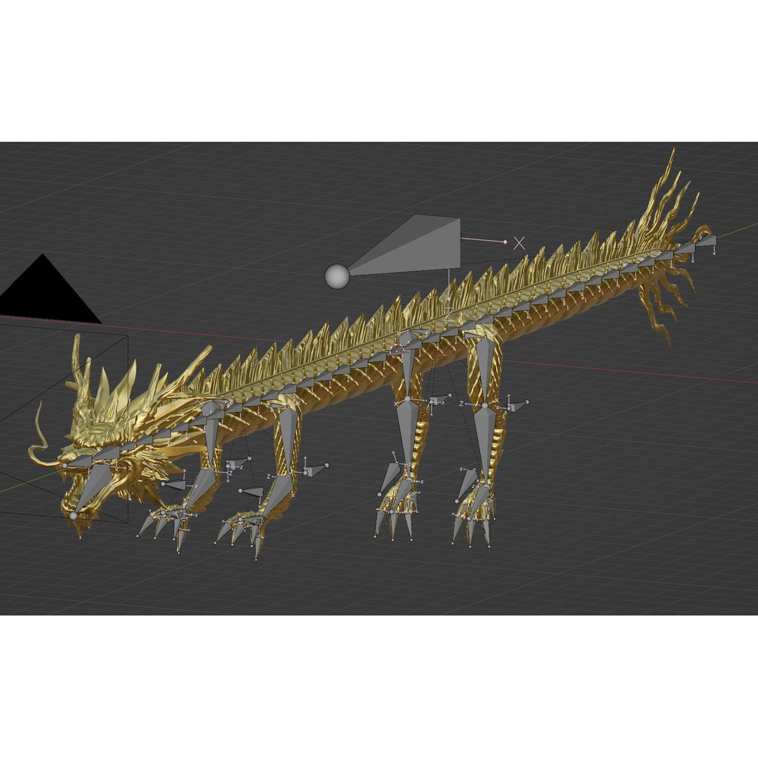 Gold Dragon 3D Model – Low Poly Rigged Character, FBX & Blender