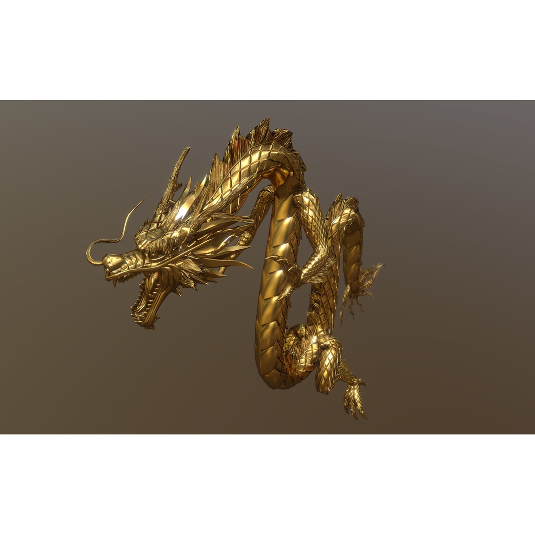 Gold Dragon 3D Model – Low Poly Rigged Character, FBX & Blender - View 4