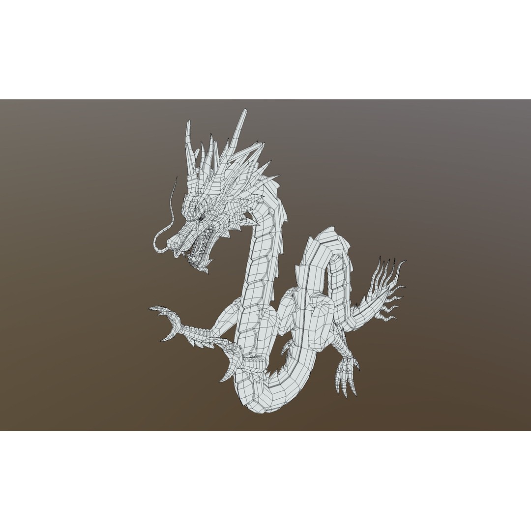 Gold Dragon 3D Model – Low Poly Rigged Character, FBX & Blender - View 5