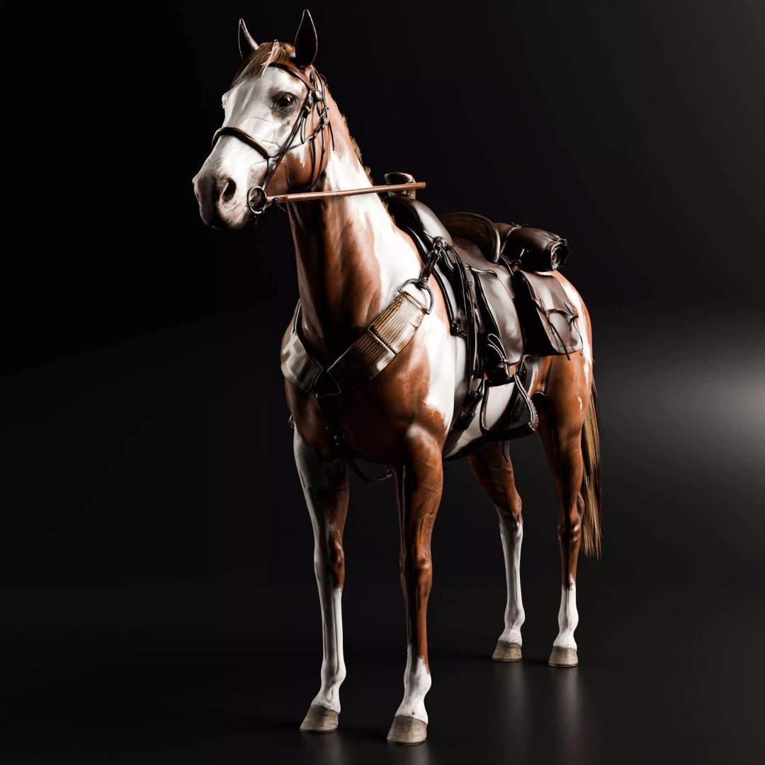 Rigged Horse 3D Model – Realistic Animal with Saddle, FBX, Blender - View 2