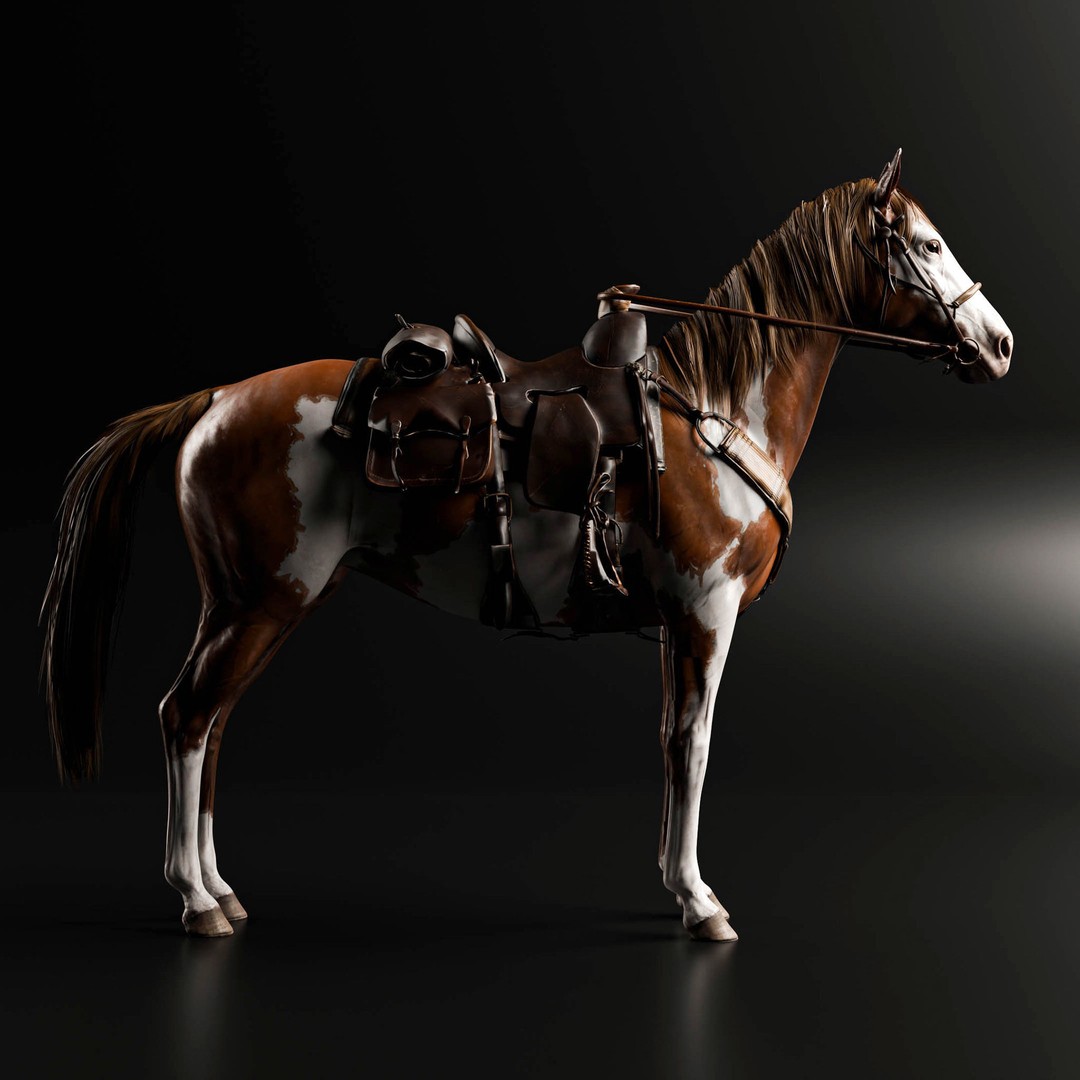 Rigged Horse 3D Model – Realistic Animal with Saddle, FBX, Blender - View 3