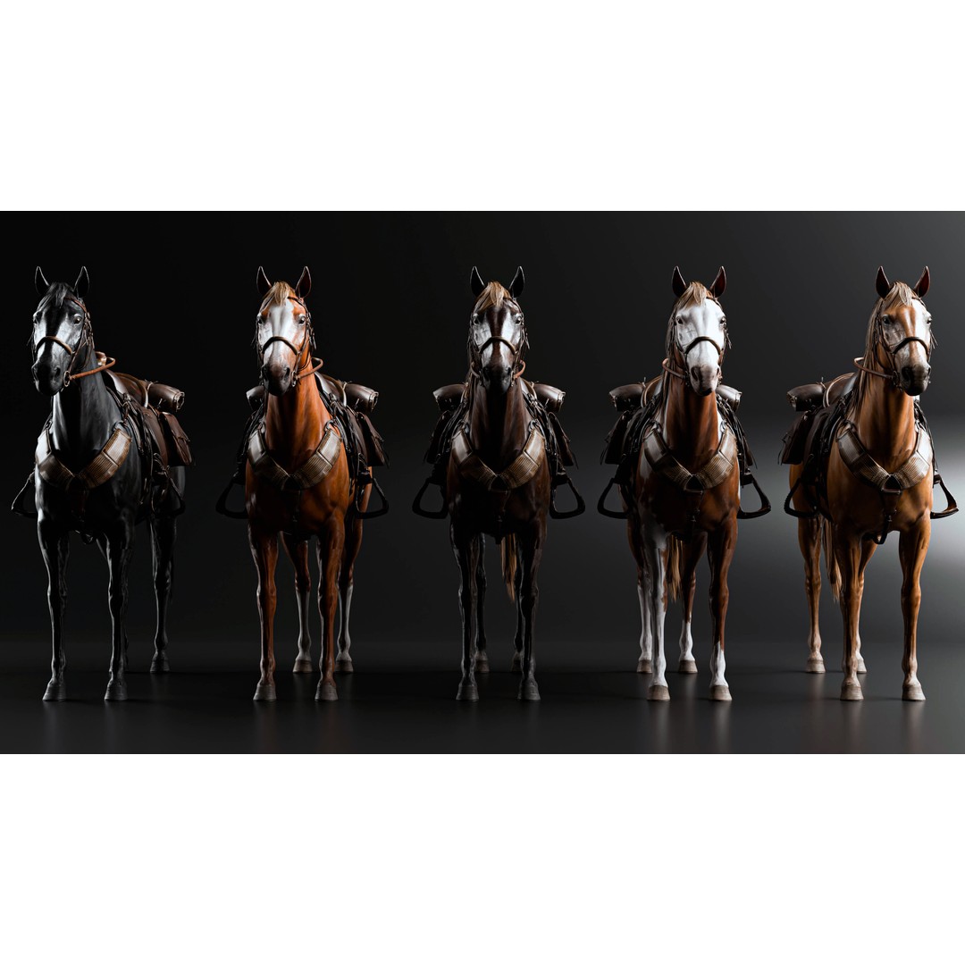Rigged Horse 3D Model – Realistic Animal with Saddle, FBX, Blender - View 4