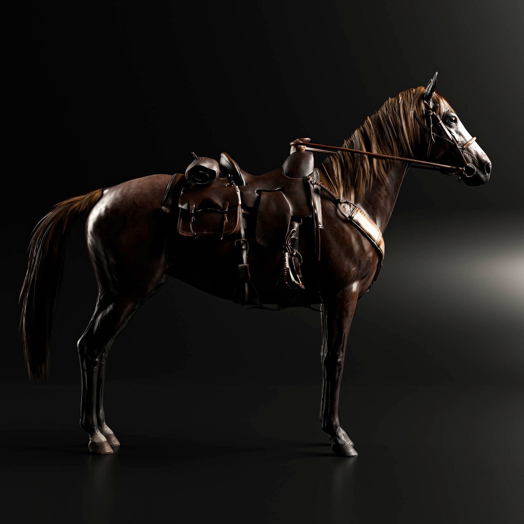 Rigged Horse 3D Model – Realistic Animal with Saddle, FBX, Blender - View 8