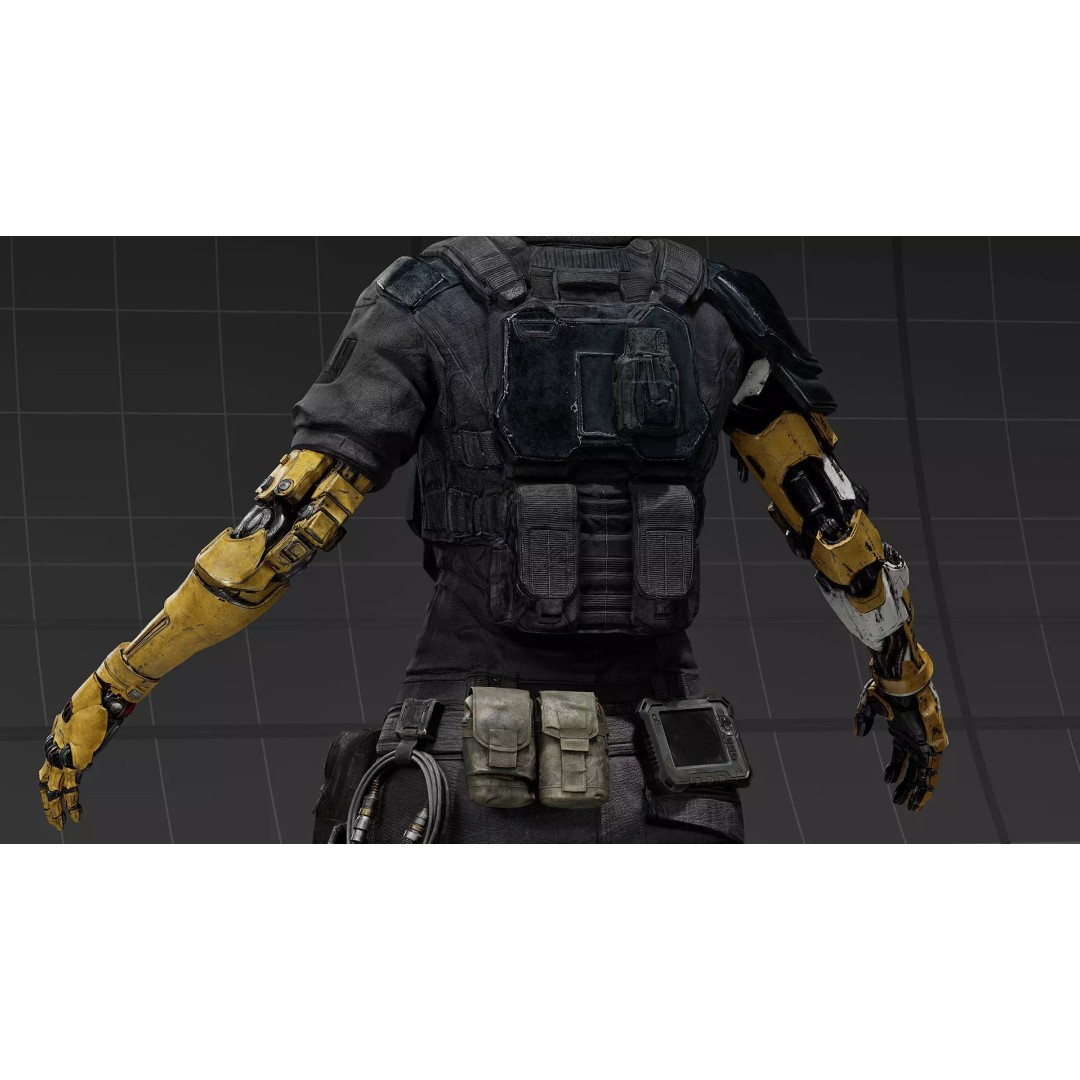 Cyborg Outfit 3D Model – Sci-Fi Tactical Suit with Mechanical Arms, FBX - View 5