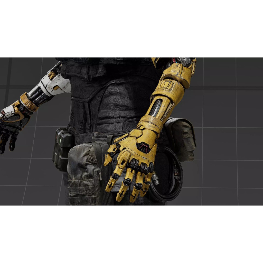 Cyborg Outfit 3D Model – Sci-Fi Tactical Suit with Mechanical Arms, FBX - View 9