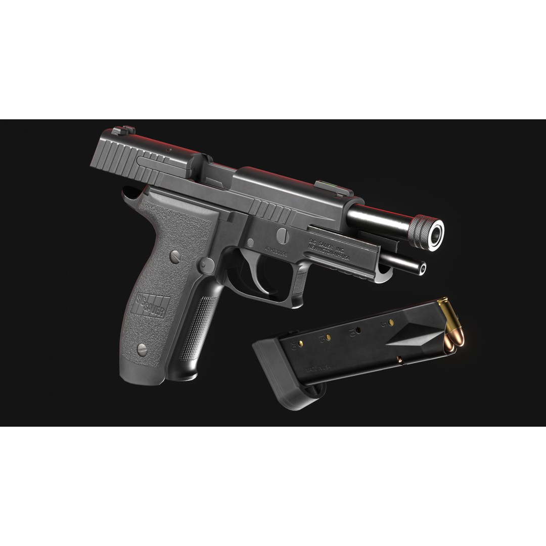 SIG Sauer P226 TACOPS 3D Model – Low Poly Game Asset, FBX, PBR - View 10