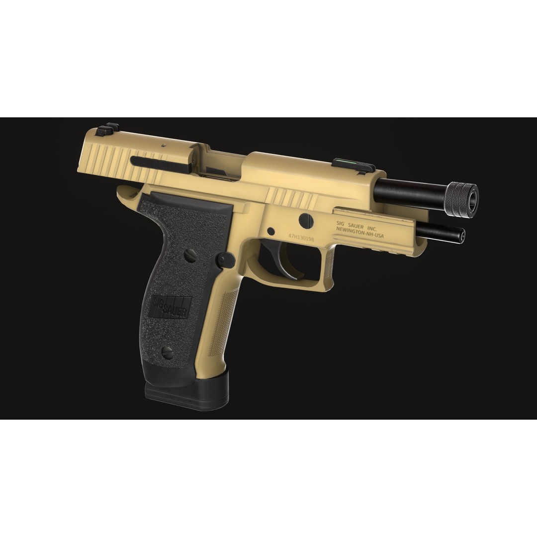 SIG Sauer P226 TACOPS 3D Model – Low Poly Game Asset, FBX, PBR - View 11