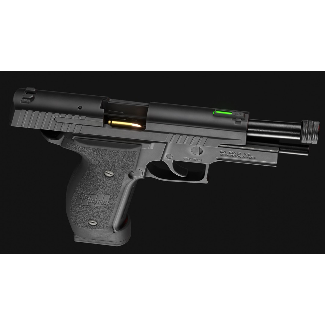 SIG Sauer P226 TACOPS 3D Model – Low Poly Game Asset, FBX, PBR - View 12
