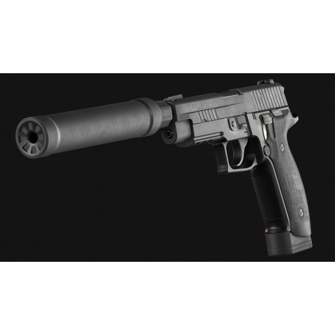 SIG Sauer P226 TACOPS 3D Model – Low Poly Game Asset, FBX, PBR - View 13