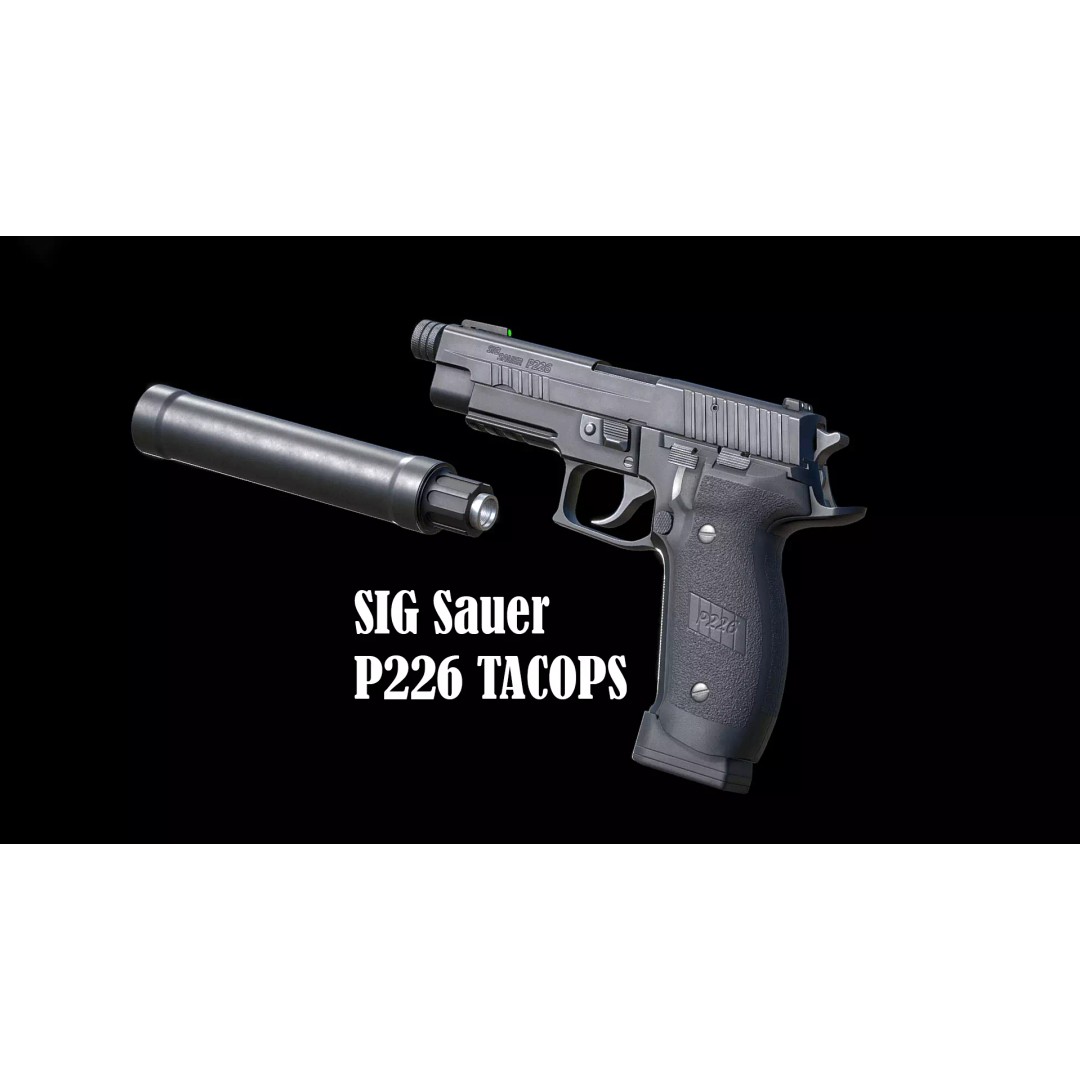 SIG Sauer P226 TACOPS 3D Model – Low Poly Game Asset, FBX, PBR - View 2