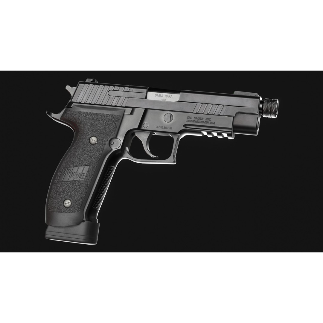 SIG Sauer P226 TACOPS 3D Model – Low Poly Game Asset, FBX, PBR - View 4