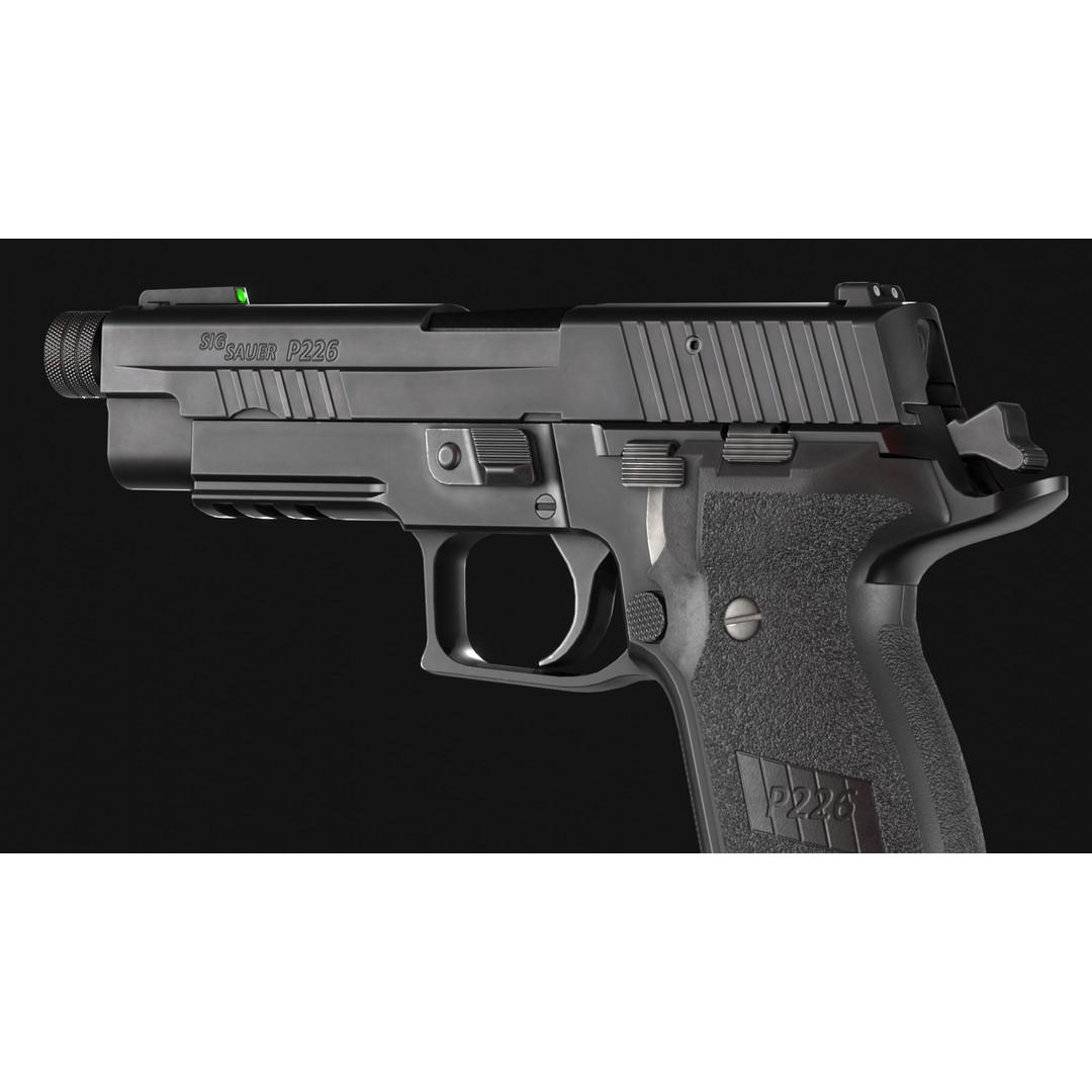 SIG Sauer P226 TACOPS 3D Model – Low Poly Game Asset, FBX, PBR - View 5