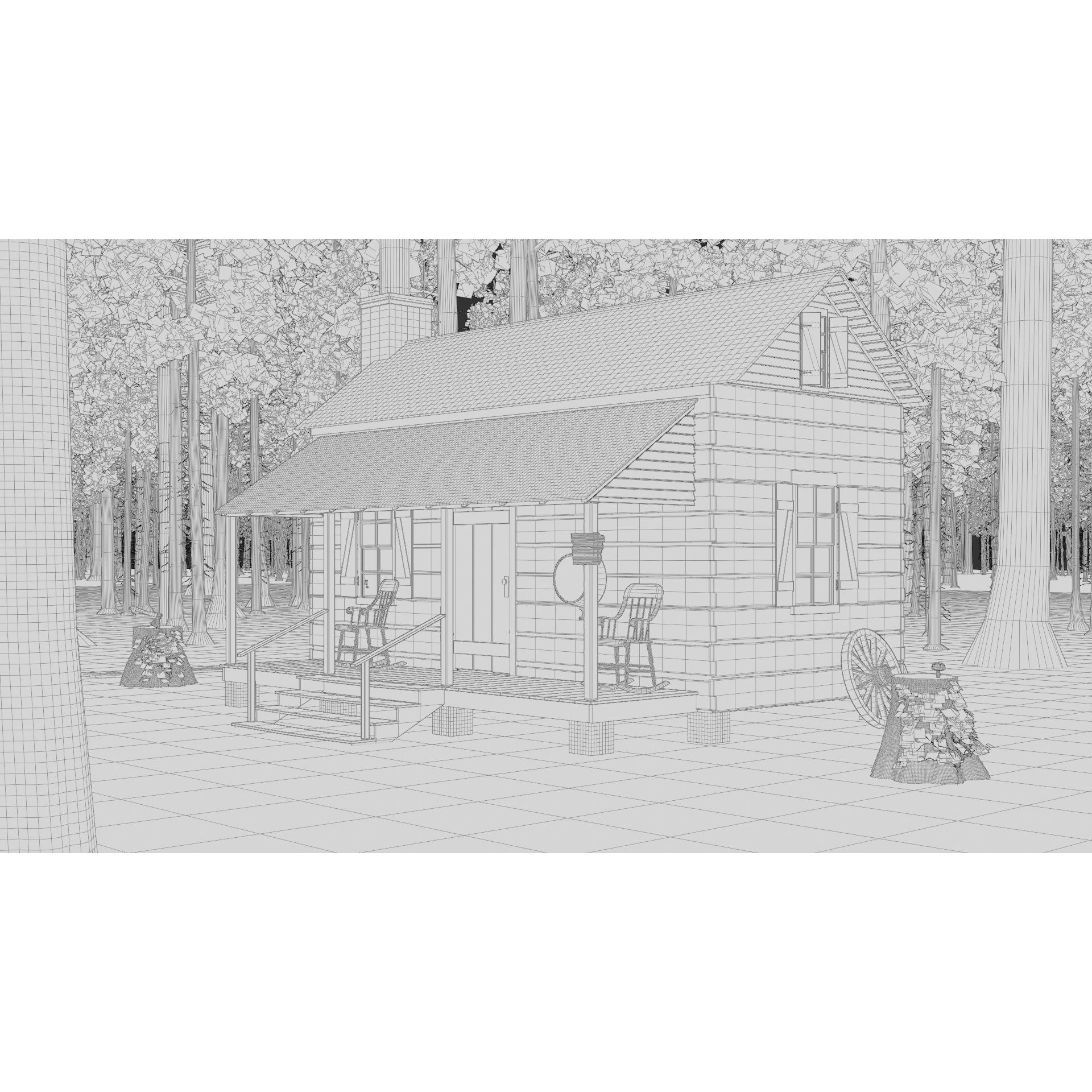 Cabin in the Woods - Game-Ready 3D Model - View 19