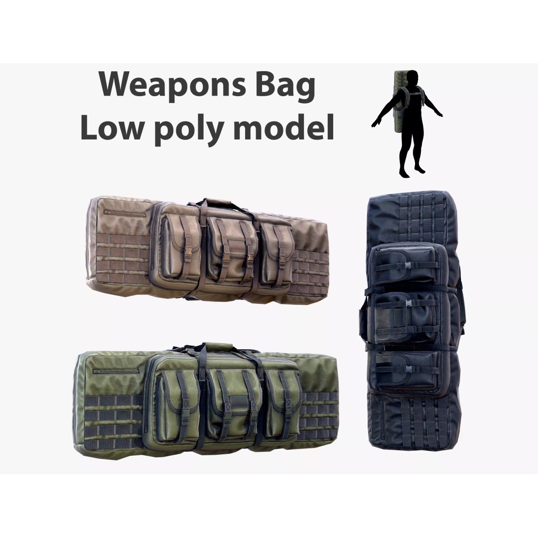 Tactical Weapon Bag 3D Model – Low Poly Game Asset, FBX - View 2