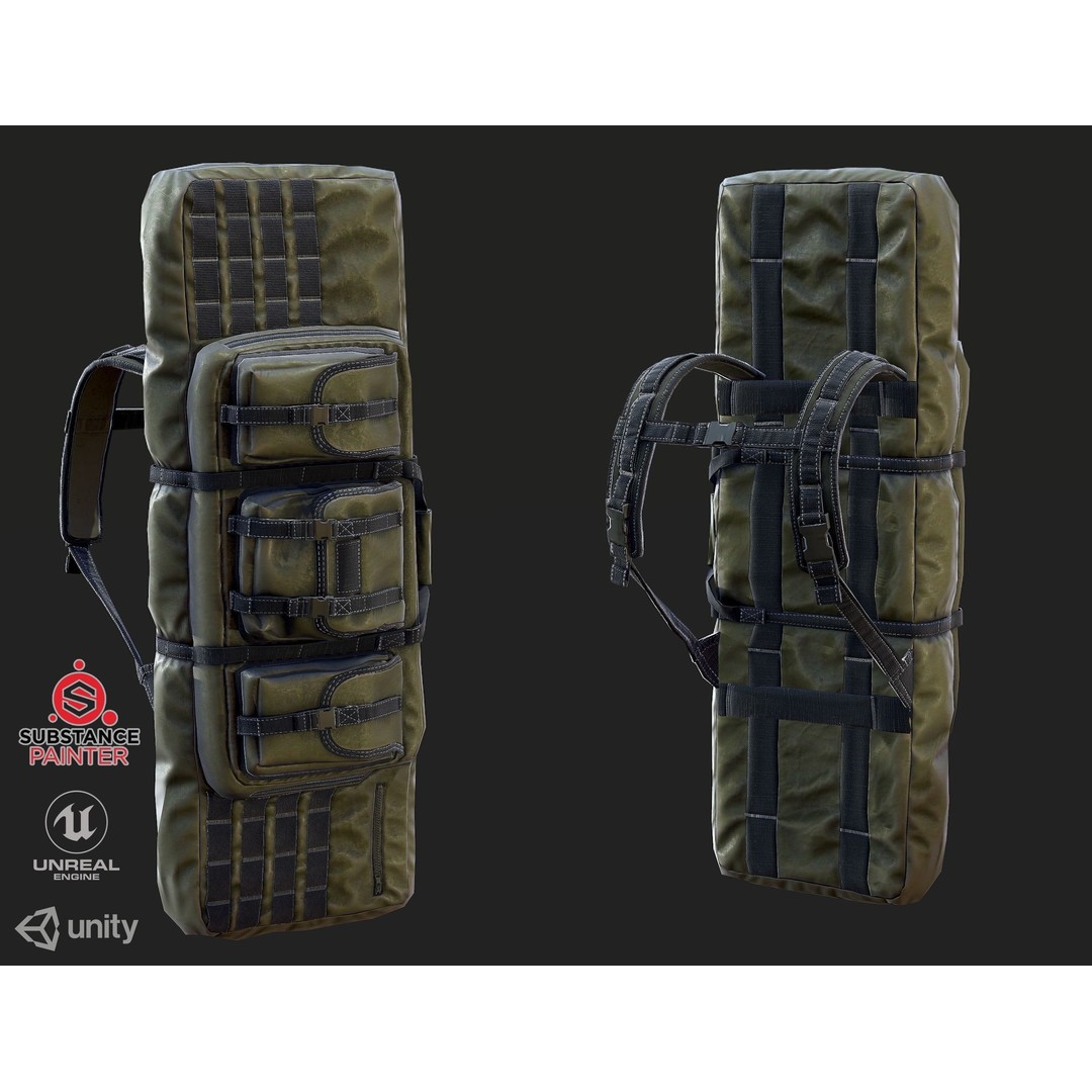 Tactical Weapon Bag 3D Model – Low Poly Game Asset, FBX - View 3