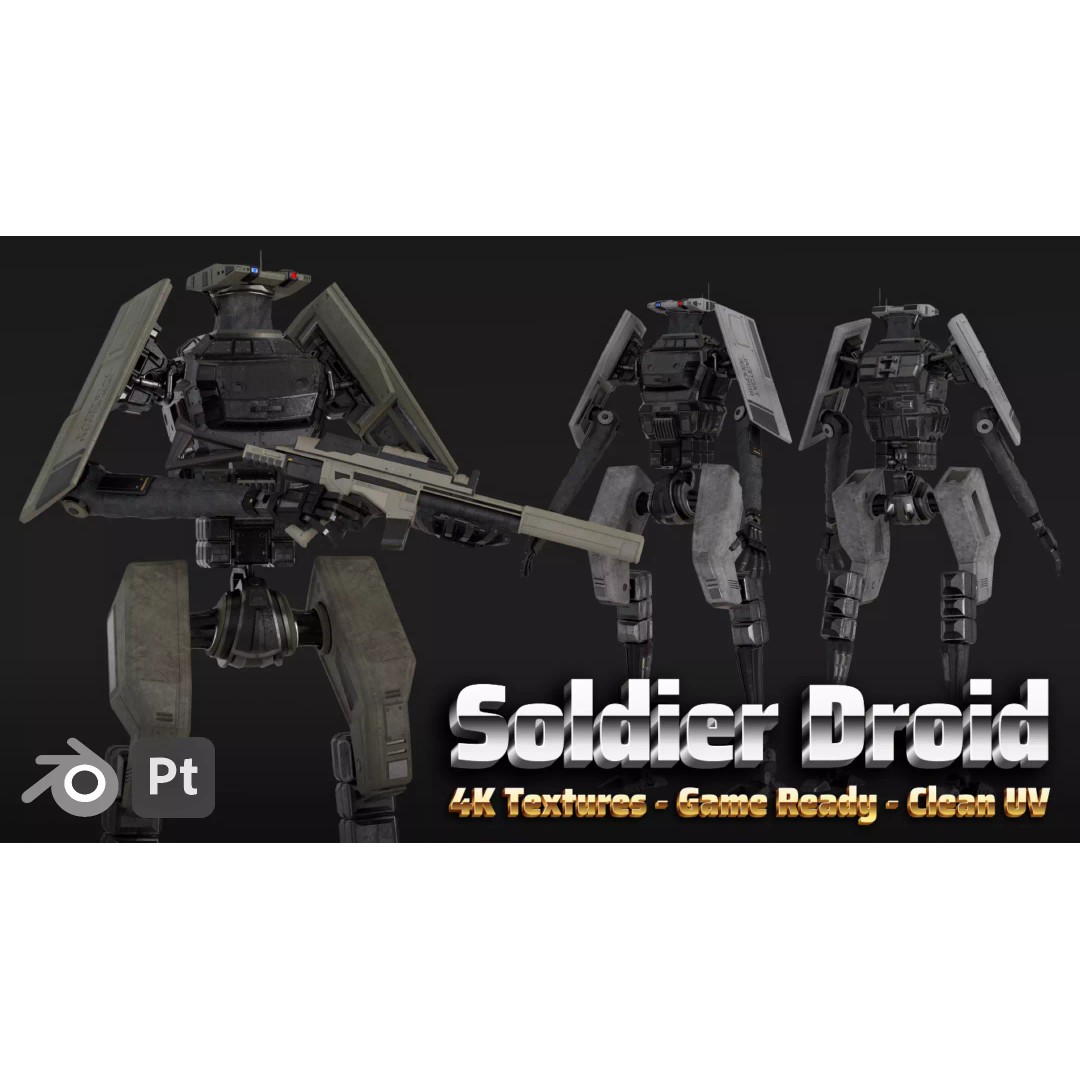 Droid Soldier 3D Model – Low Poly Rigged Sci-Fi Character, FBX - View 2