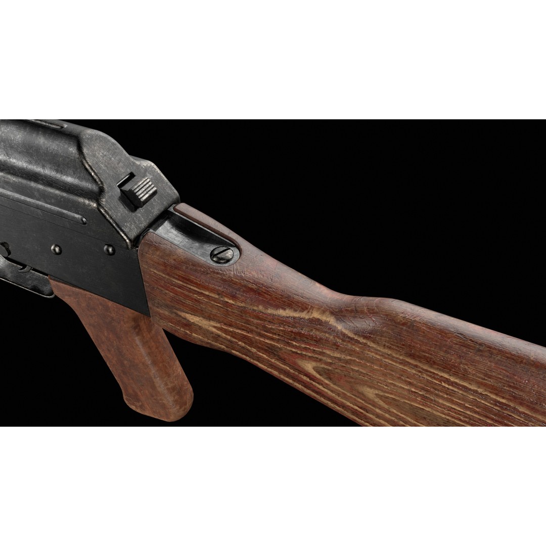 AKM AKMS Kalashnikov Assault Rifle 3D Model – Game Ready Low Poly FBX - View 13