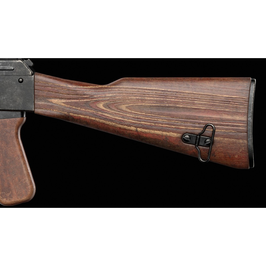 AKM AKMS Kalashnikov Assault Rifle 3D Model – Game Ready Low Poly FBX - View 14