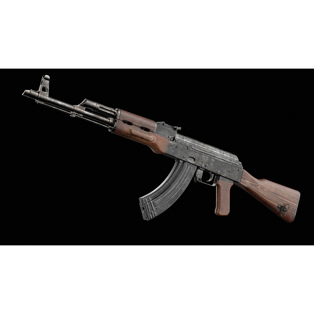 AKM AKMS Kalashnikov Assault Rifle 3D Model – Game Ready Low Poly FBX - View 15