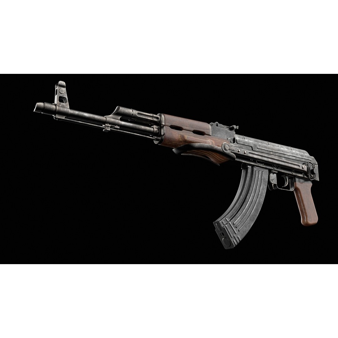 AKM AKMS Kalashnikov Assault Rifle 3D Model – Game Ready Low Poly FBX - View 17