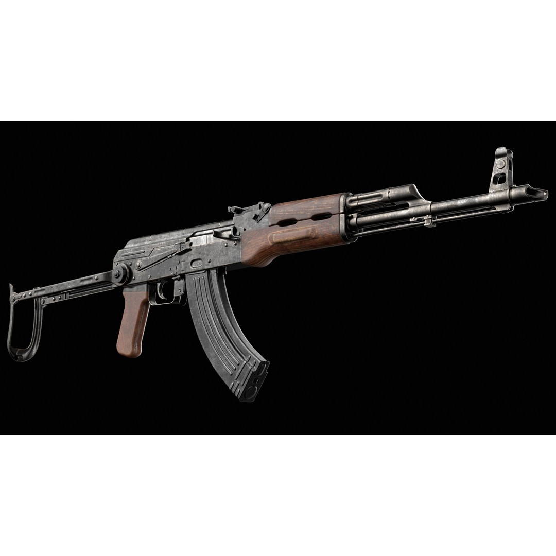 AKM AKMS Kalashnikov Assault Rifle 3D Model – Game Ready Low Poly FBX - View 18