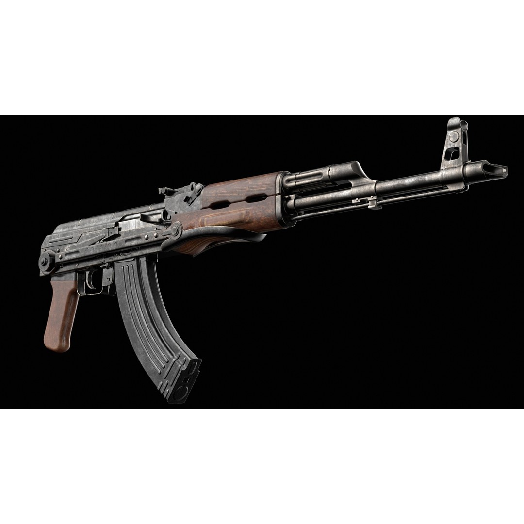 AKM AKMS Kalashnikov Assault Rifle 3D Model – Game Ready Low Poly FBX - View 19
