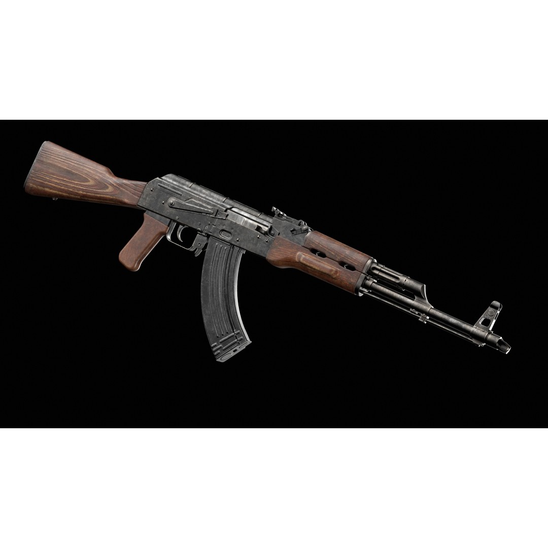 AKM AKMS Kalashnikov Assault Rifle 3D Model – Game Ready Low Poly FBX - View 20