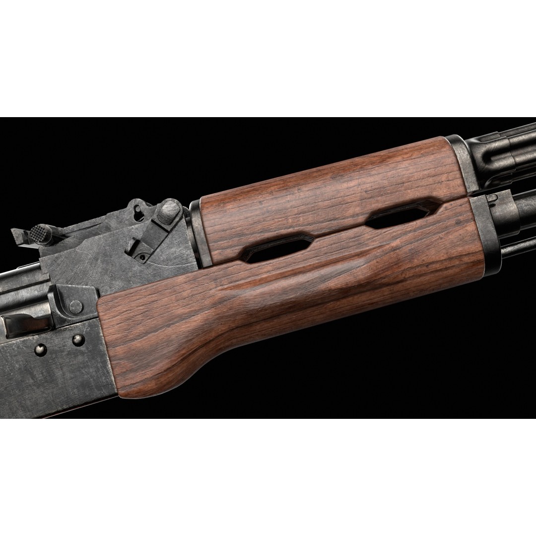AKM AKMS Kalashnikov Assault Rifle 3D Model – Game Ready Low Poly FBX - View 21