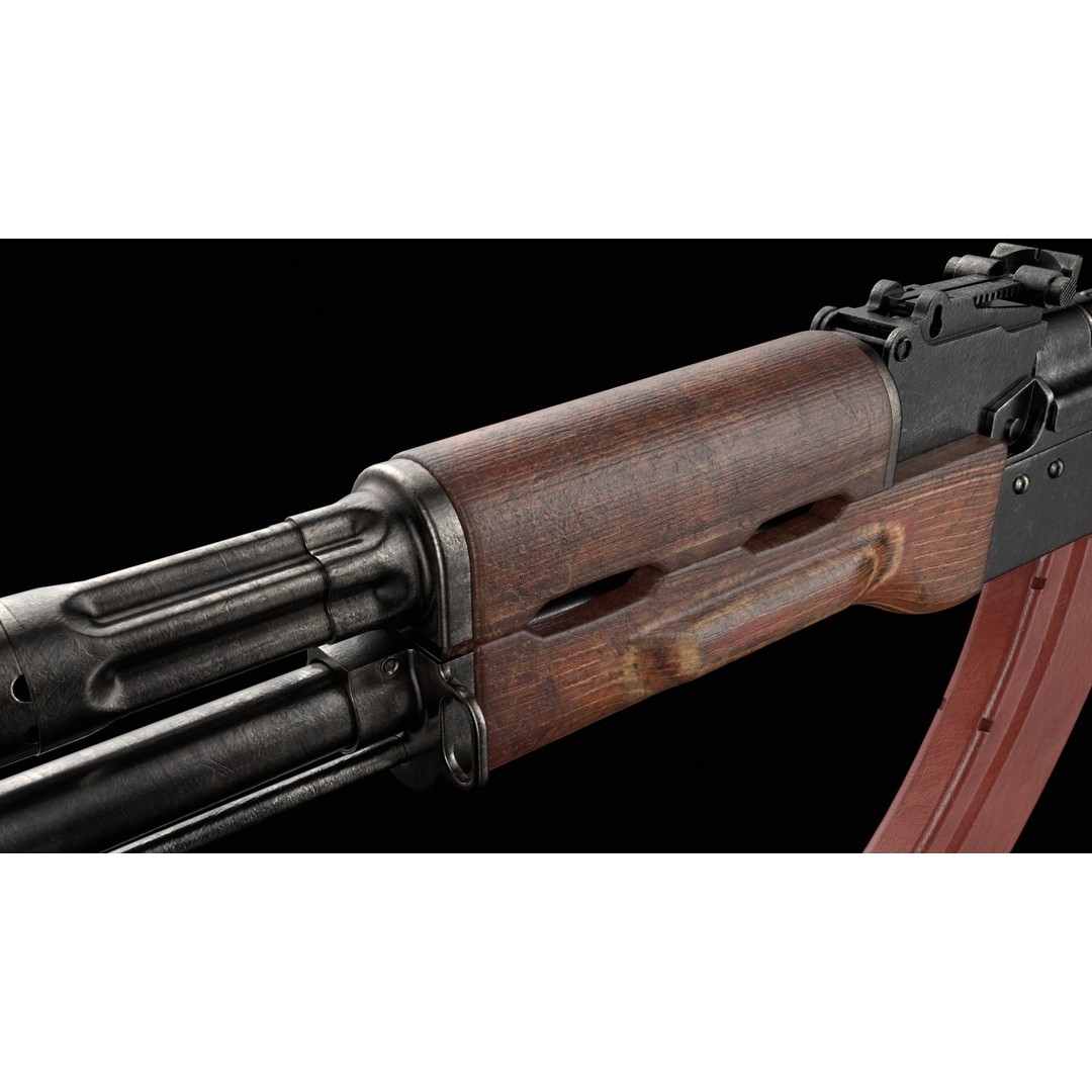 AKM AKMS Kalashnikov Assault Rifle 3D Model – Game Ready Low Poly FBX - View 23