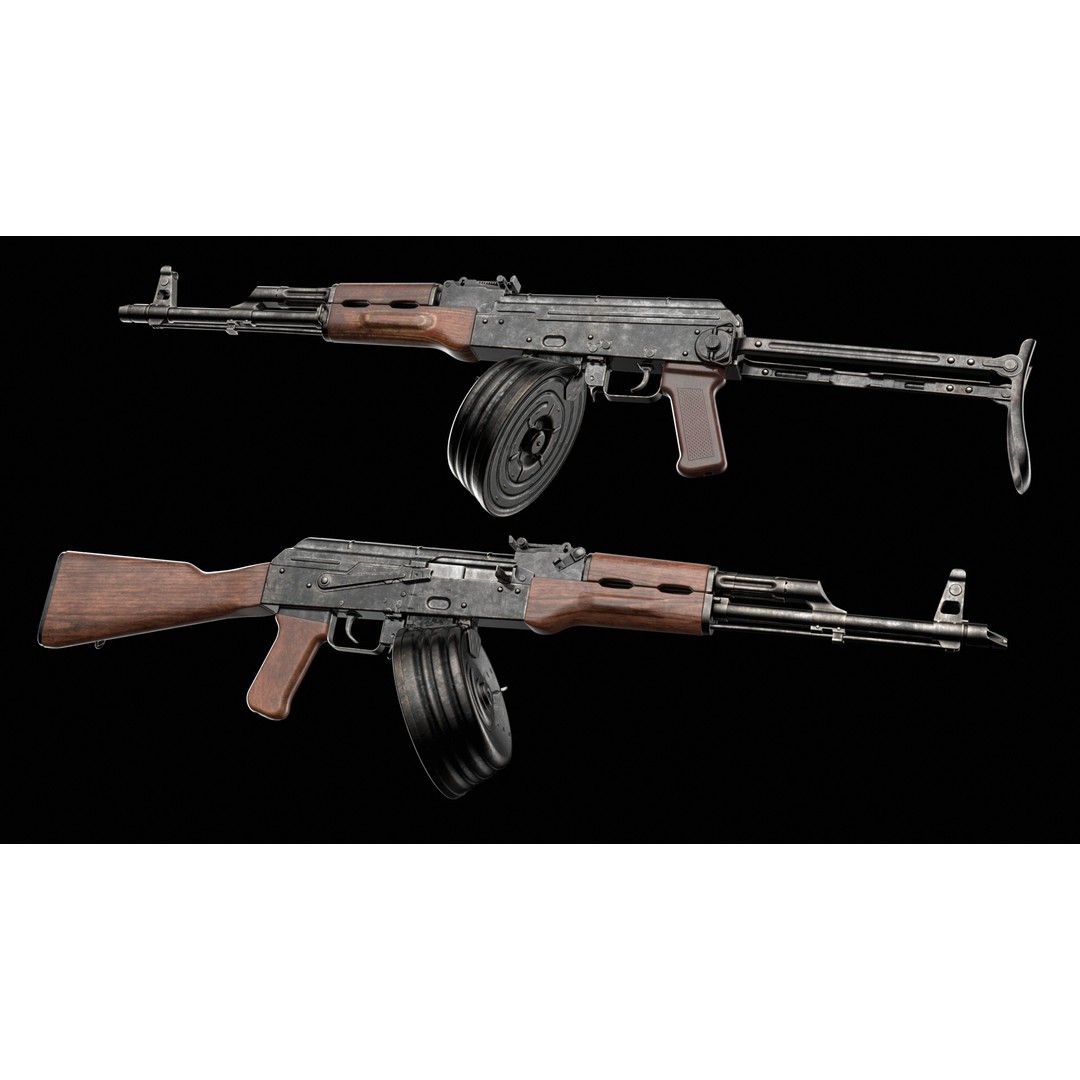 AKM AKMS Kalashnikov Assault Rifle 3D Model – Game Ready Low Poly FBX - View 24