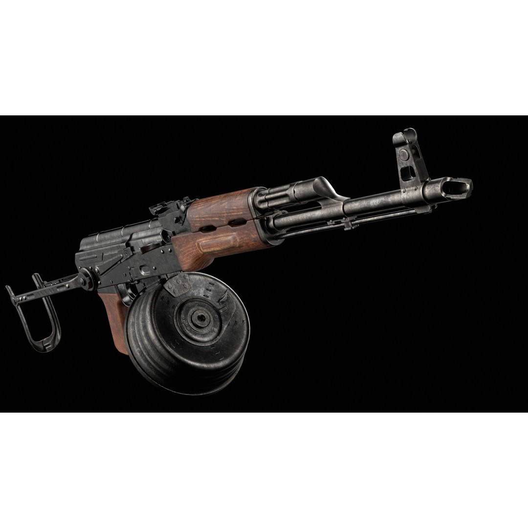 AKM AKMS Kalashnikov Assault Rifle 3D Model – Game Ready Low Poly FBX - View 25