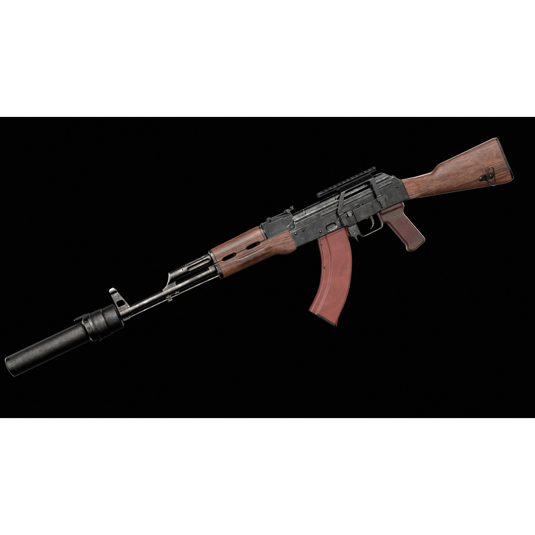 AKM AKMS Kalashnikov Assault Rifle 3D Model – Game Ready Low Poly FBX - View 26