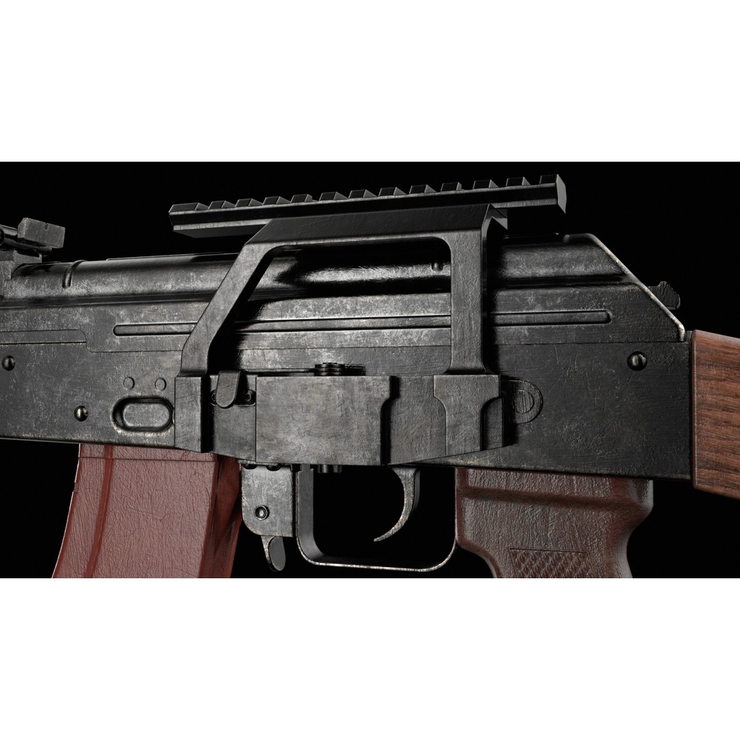 AKM AKMS Kalashnikov Assault Rifle 3D Model – Game Ready Low Poly FBX - View 27
