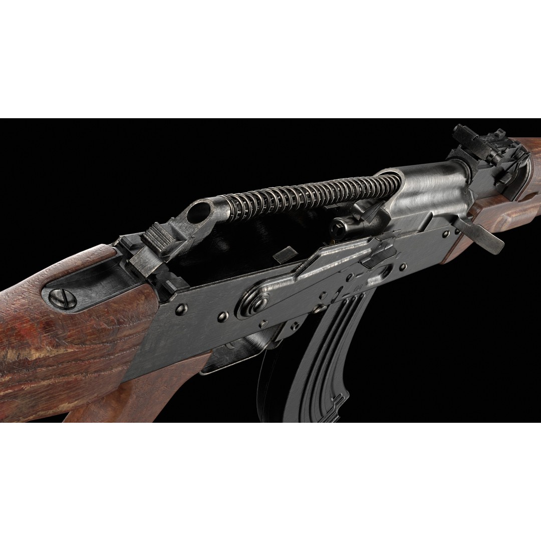 AKM AKMS Kalashnikov Assault Rifle 3D Model – Game Ready Low Poly FBX - View 31