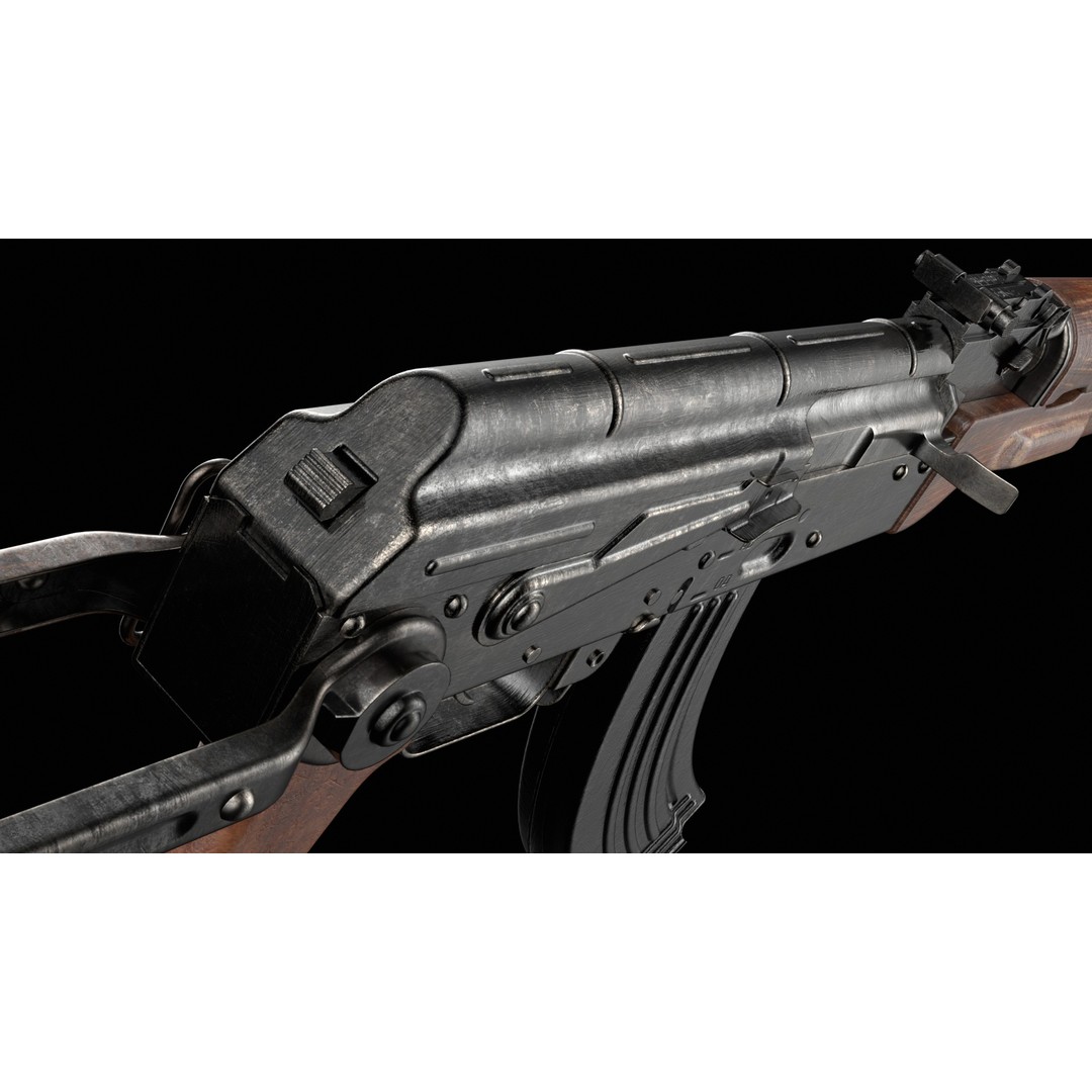 AKM AKMS Kalashnikov Assault Rifle 3D Model – Game Ready Low Poly FBX - View 32