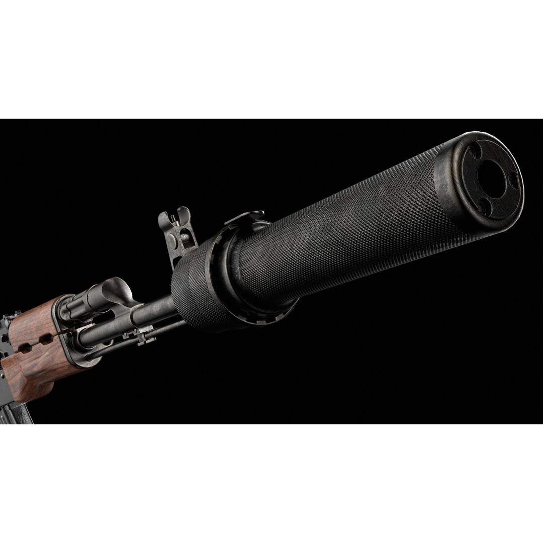 AKM AKMS Kalashnikov Assault Rifle 3D Model – Game Ready Low Poly FBX - View 38