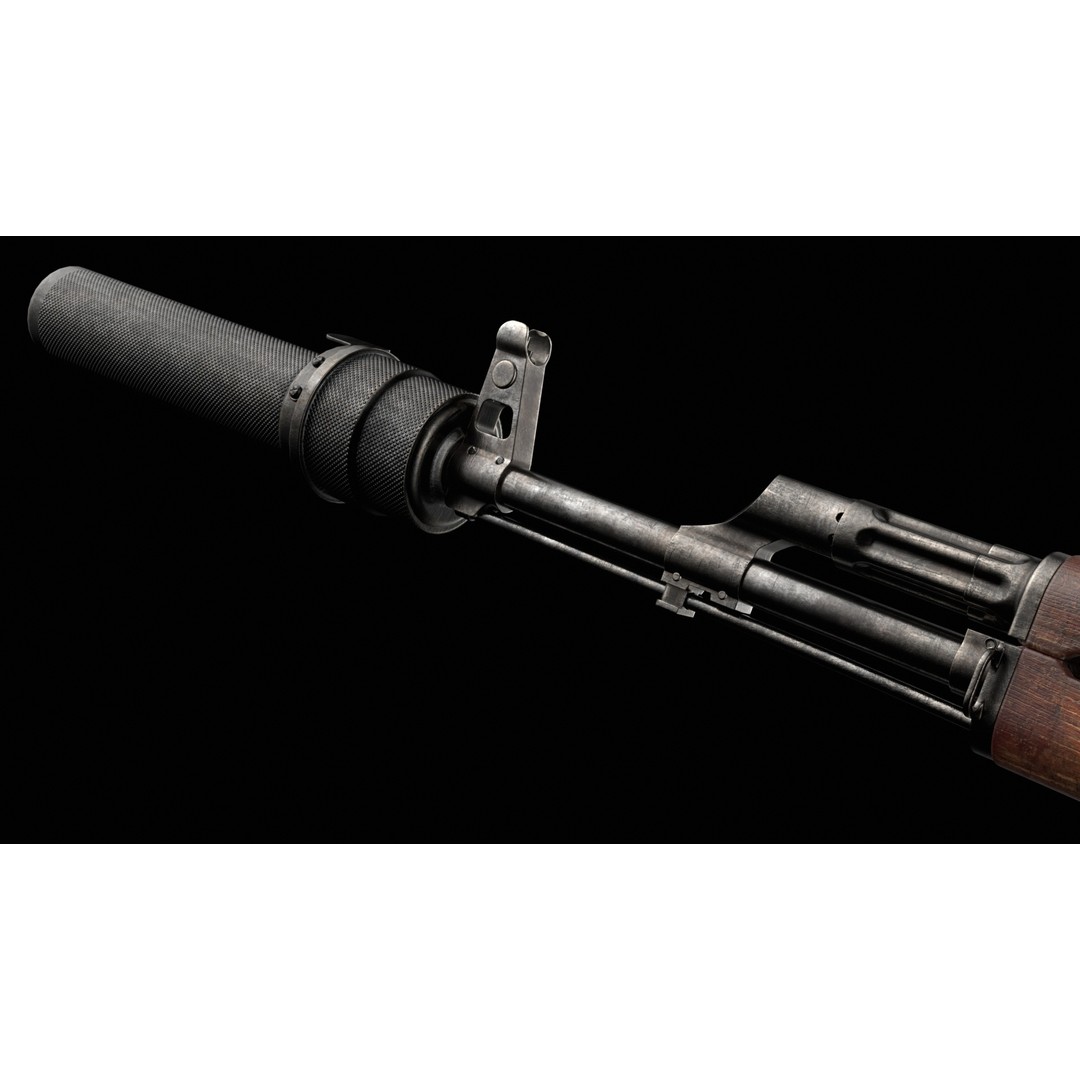 AKM AKMS Kalashnikov Assault Rifle 3D Model – Game Ready Low Poly FBX - View 39