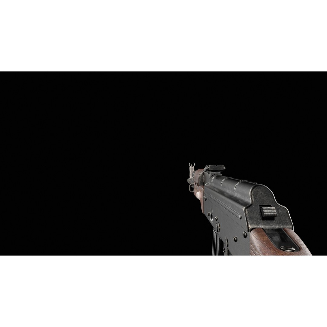 AKM AKMS Kalashnikov Assault Rifle 3D Model – Game Ready Low Poly FBX - View 40