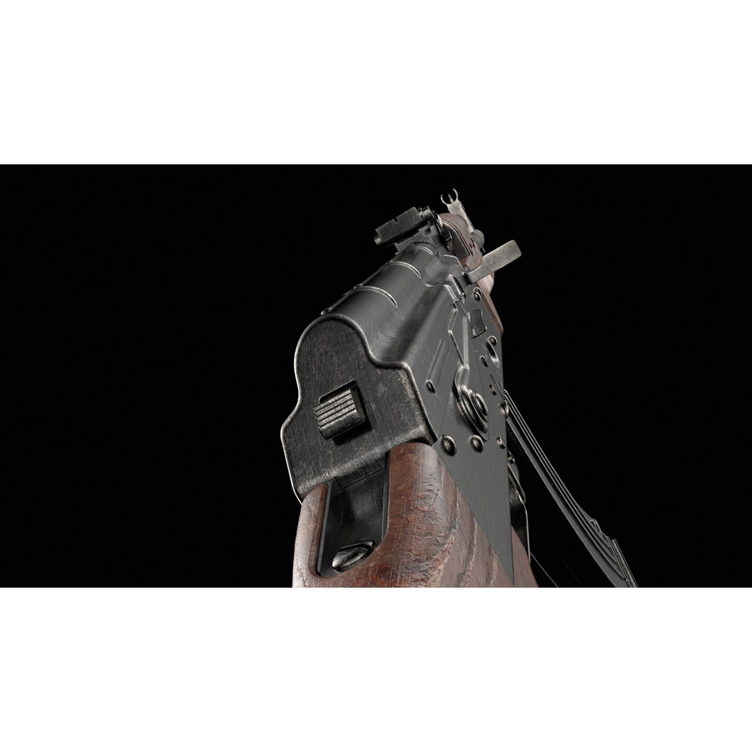 AKM AKMS Kalashnikov Assault Rifle 3D Model – Game Ready Low Poly FBX - View 44