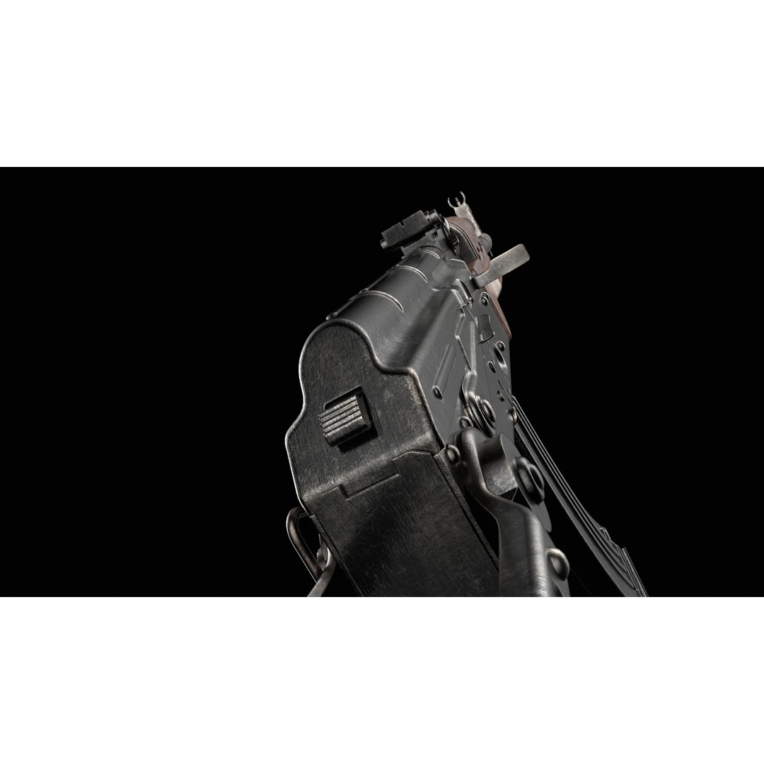 AKM AKMS Kalashnikov Assault Rifle 3D Model – Game Ready Low Poly FBX - View 45