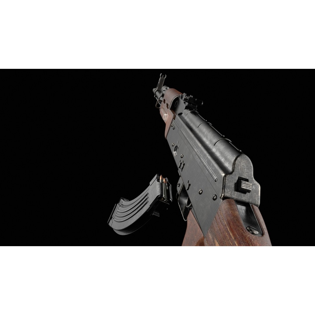 AKM AKMS Kalashnikov Assault Rifle 3D Model – Game Ready Low Poly FBX - View 47